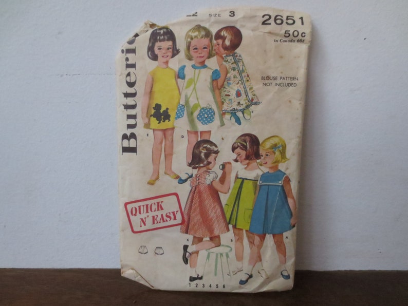 Girls/' Smock /& Bloomers Size 3 Dress Sewing Pattern Vintage /'50s/'60s Butterick Printed Pattern 2651