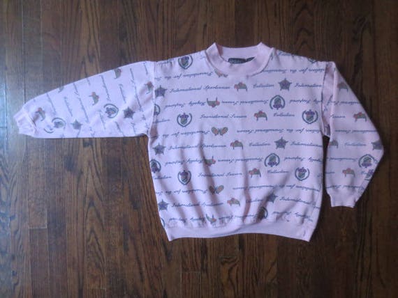 Vintage 1980s Sweatshirt Fabriano Boxy Fit Pink P… - image 6