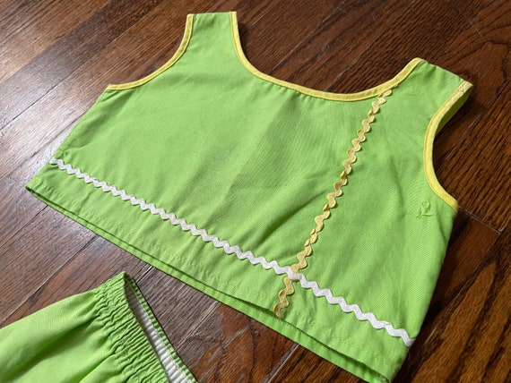 Vintage 1960s Girls Outfit Lime Green Cotton Shor… - image 7
