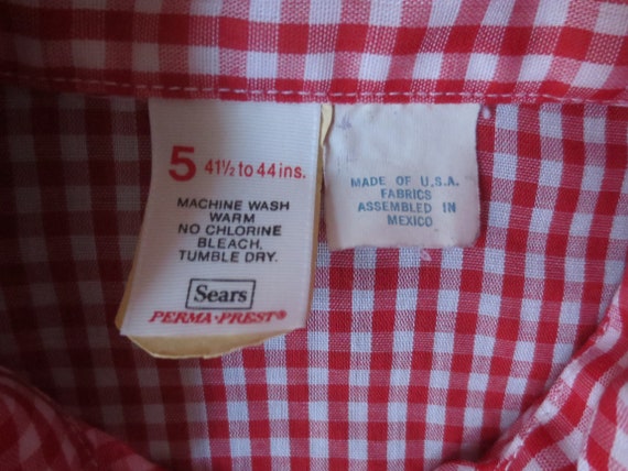 Vintage Kids Sears Perma-Prest Gingham Button Dow… - image 7