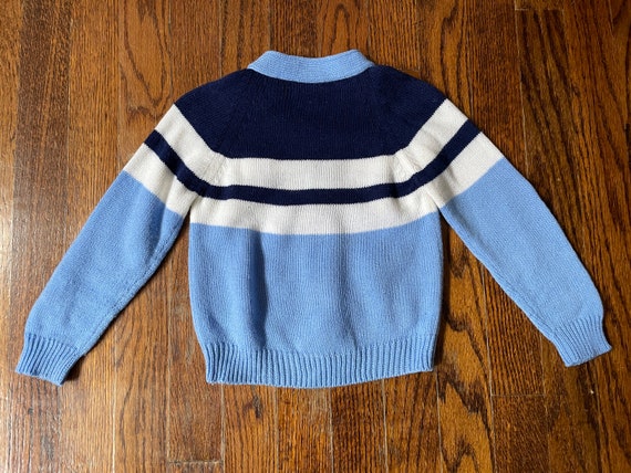 Vintage Kids Cardigan 1970s Acrylic Knit in Navy … - image 4