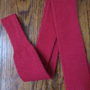 Vintage Knit Necktie 1970s Classic Collection Tie in Red Cotton Square End 2 Inches Thick image 9