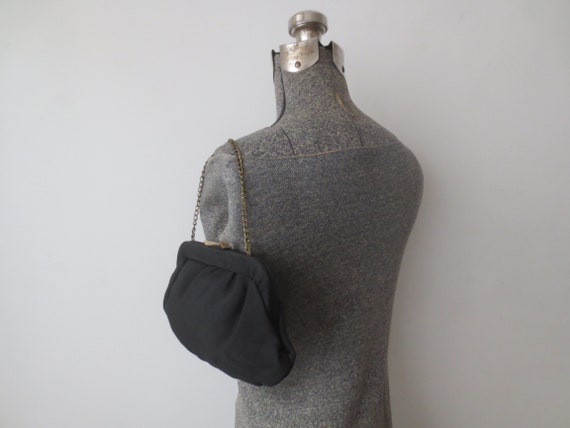 Vintage 1950s Clutch Gathered Black Rayon with Co… - image 10