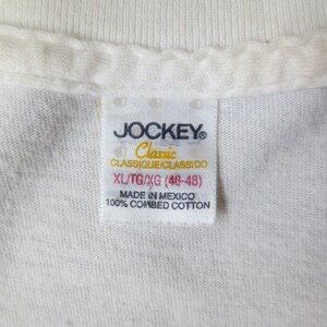 Vintage Jockey T-Shirt Classic White V-Neck Trashed/Distressed Single Stitch XL 21.5 Inches Pit to Pit image 6