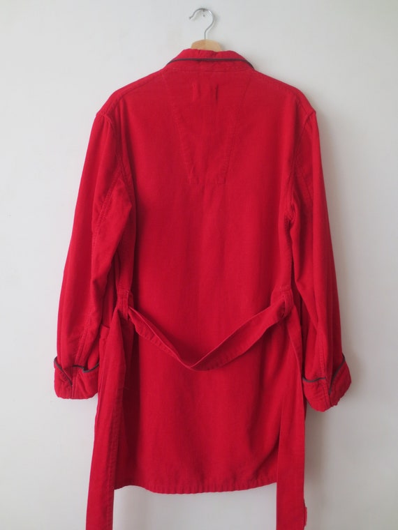 Vintage 1950s Sears Robe Red Corduroy with Snap-I… - image 4