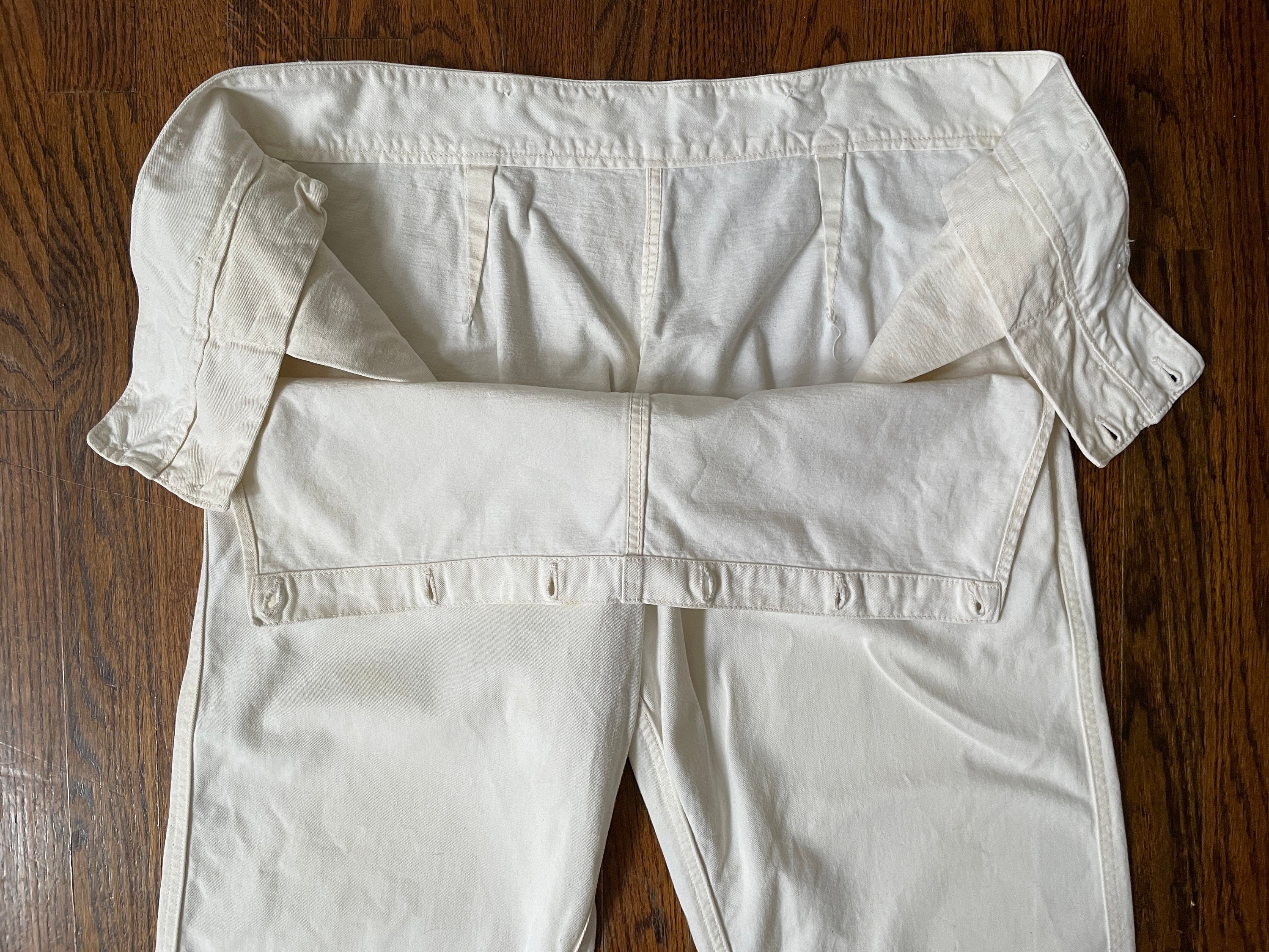 Vintage Sailor Pants 1940s White Canvas Deck Pants With - Etsy