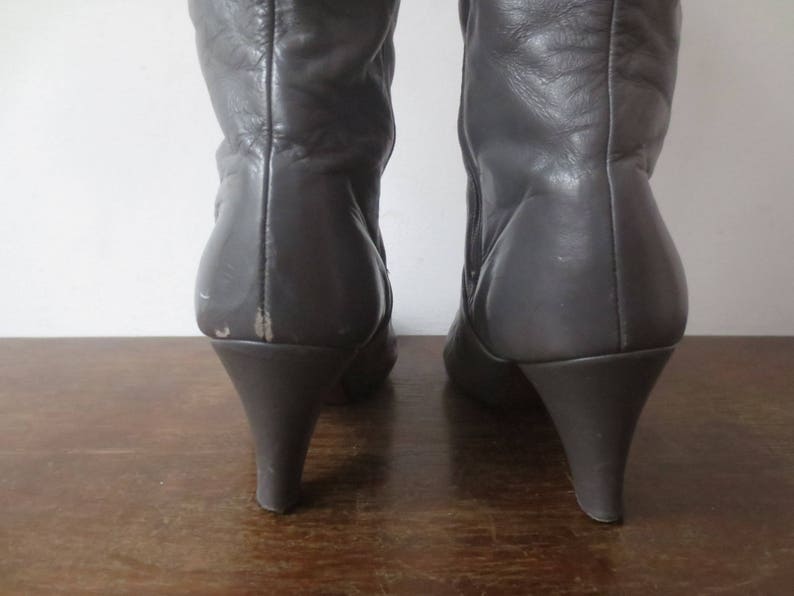 Vintage Knee-high Boots 1970s Cobbies Slate Gray Leather - Etsy UK