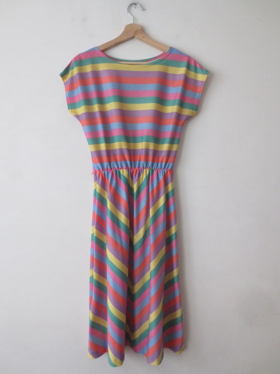Vintage 1970s/80s Dress Striped Sleeveless Blouso… - image 3