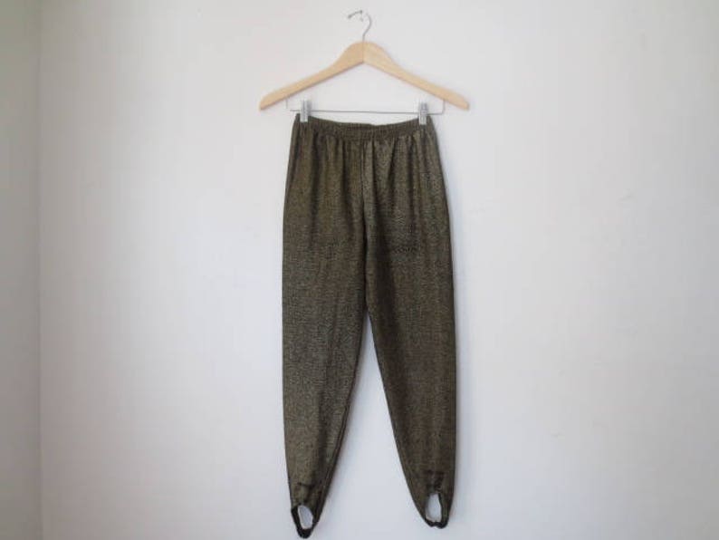 Stretchy Stirrup Pants Vintage /'80s /'In Resource/' Gold Lurex Sparkly Size Medium