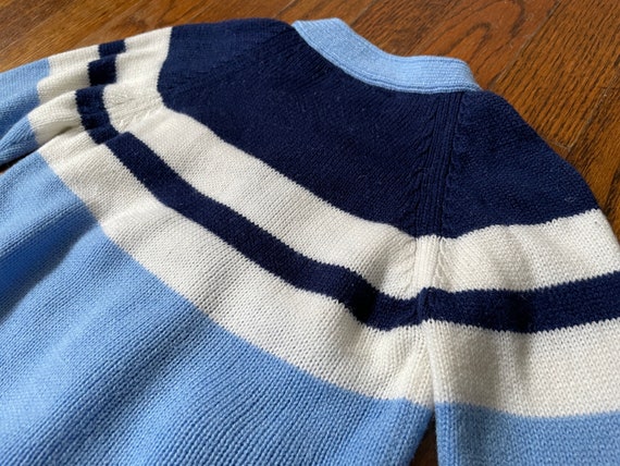 Vintage Kids Cardigan 1970s Acrylic Knit in Navy … - image 8