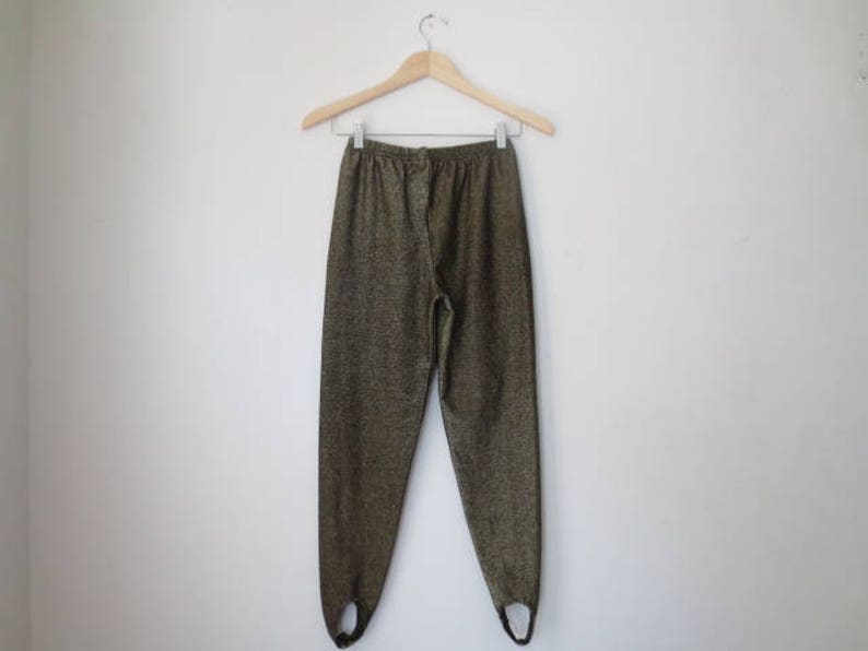 Stretchy Stirrup Pants Vintage /'80s /'In Resource/' Gold Lurex Sparkly Size Medium