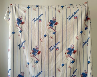 Vintage NFL Flat Sheet 1970s/80s Sears Perma-Prest Cotto Poly Twin Size 92 x 68 Inches