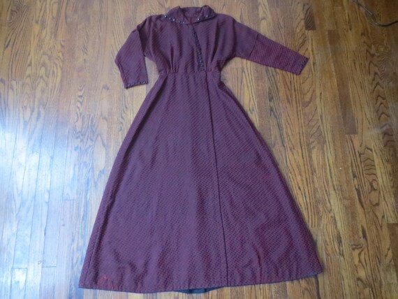 Vintage 1930s Dress Burgundy & Black Swiss Dot Tr… - image 6