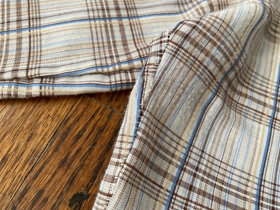 Vintage 1970s Plaid Blouse Paper Thin Nearly Shee… - image 10