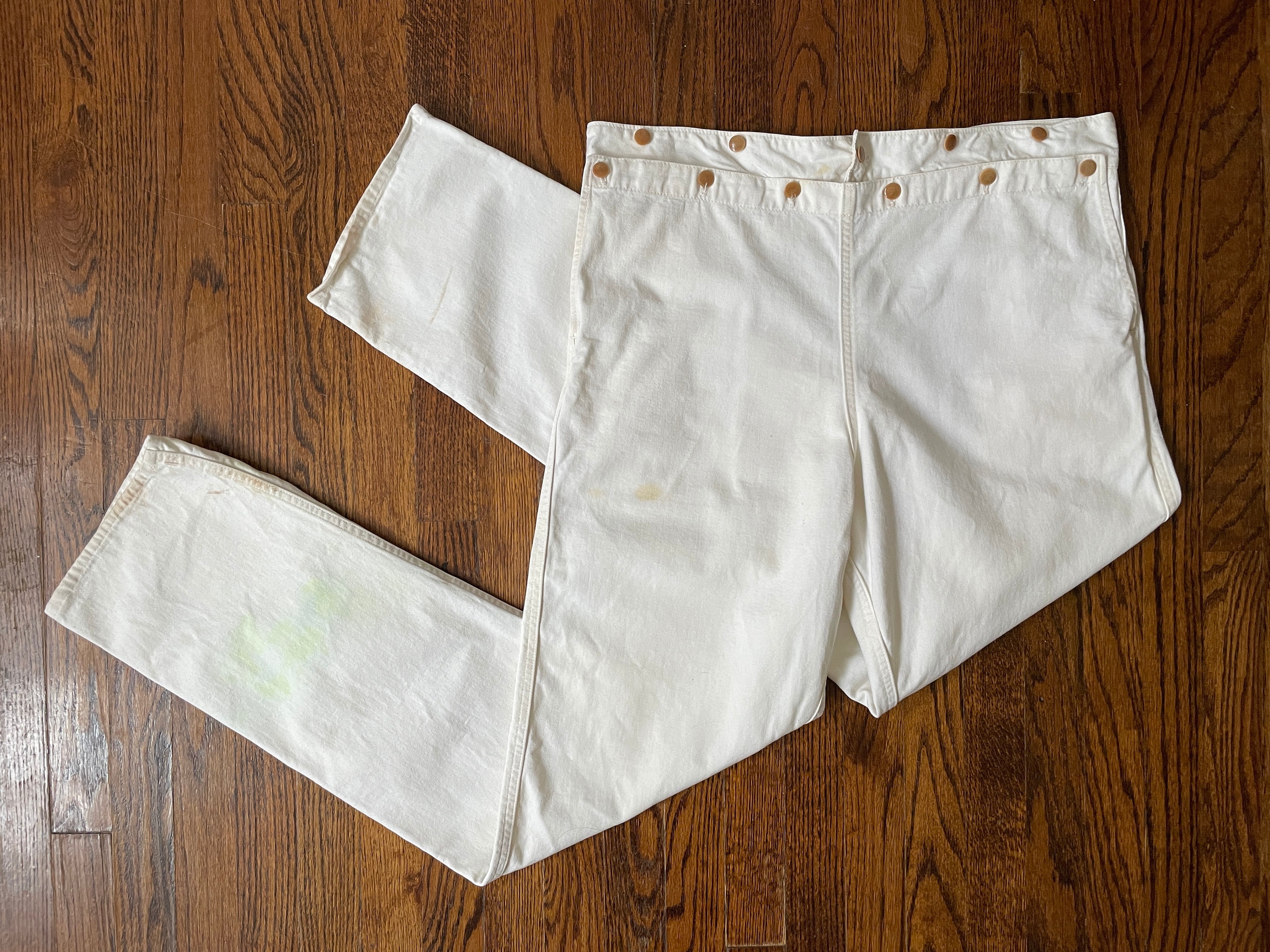 Vintage Sailor Pants 1940s White Canvas Deck Pants With - Etsy