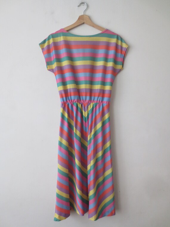 Vintage 1970s/80s Dress Striped Sleeveless Blouso… - image 4