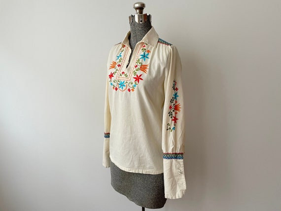 1970s blouse with french - Gem