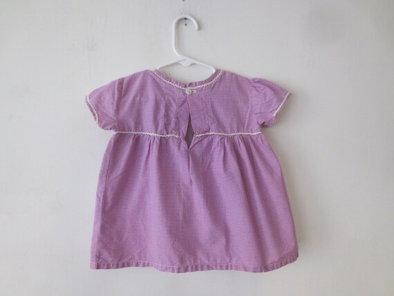 Vintage Girls Dress 1960s Lavender Gingham Cotton… - image 2