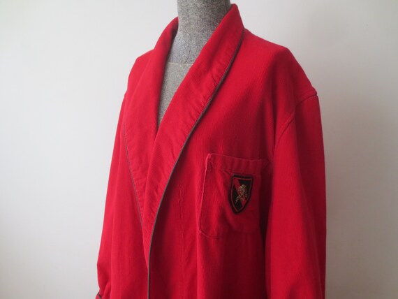 Vintage 1950s Sears Robe Red Corduroy with Snap-I… - image 2