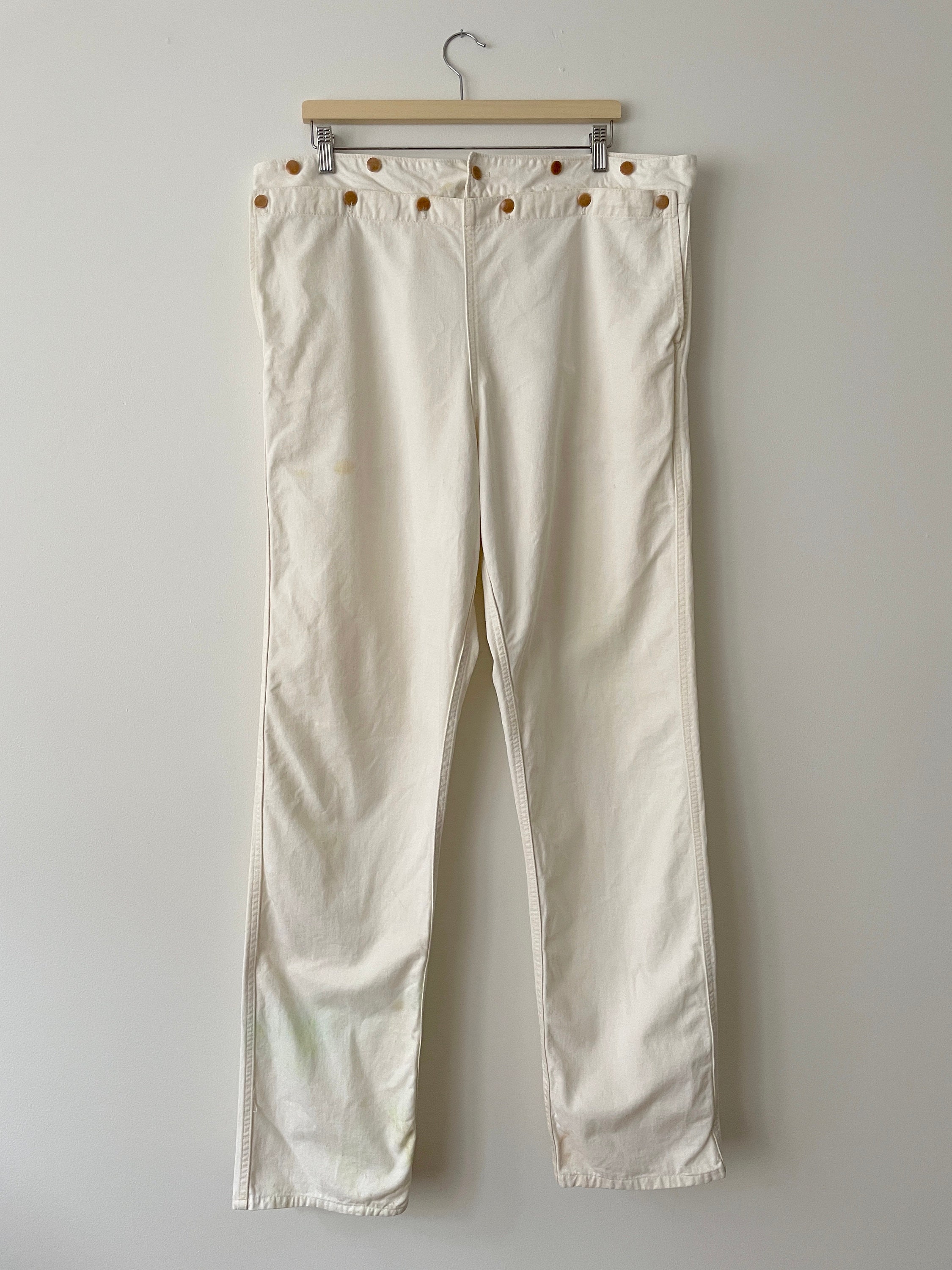 Vintage Sailor Pants 1940s White Canvas Deck Pants With - Etsy
