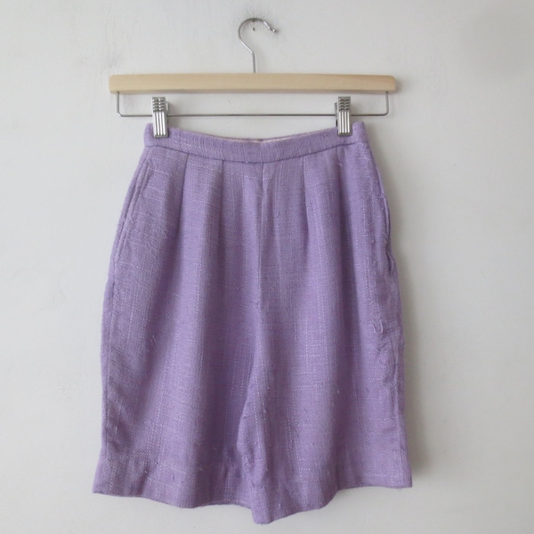 Vintage 1950s/1960s Shorts Jack Winter Lavender Bahama Cloth High-Waisted Shorts with Side Zipper AS-IS Condition 22 Inch High Waist