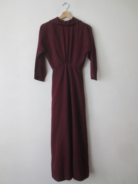 Vintage 1930s Dress Burgundy & Black Swiss Dot Tr… - image 4