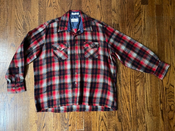 Vintage Flannel Shirt 1970s Men's Esquire Plaid F… - image 3