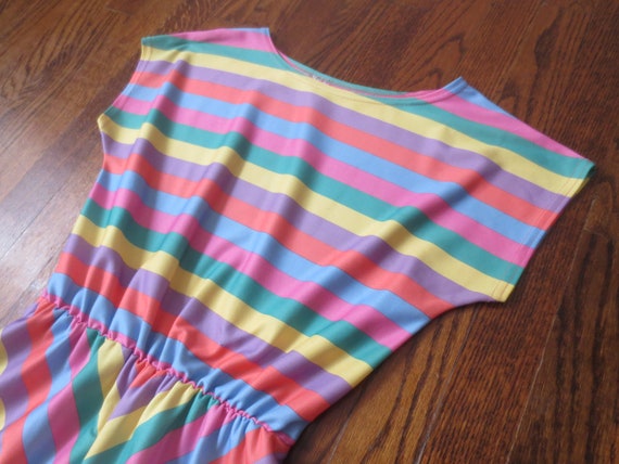 Vintage 1970s/80s Dress Striped Sleeveless Blouso… - image 7