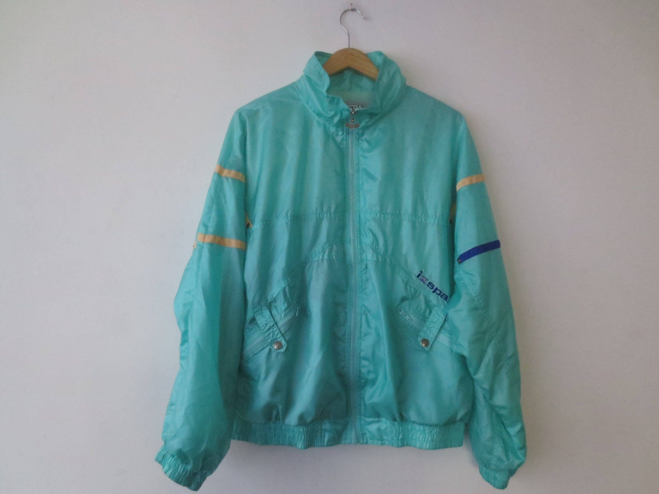 Vintage 1990s Windbreaker IXSPA 2000 Teal Jacket Lined Inside