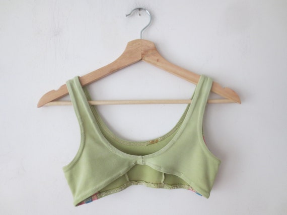 Vintage Girls Bikini Top 1960s Mod Light Olive wi… - image 2