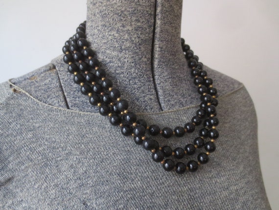 Vintage Beaded Necklace 1950s/1960s 3 Strands wit… - image 1