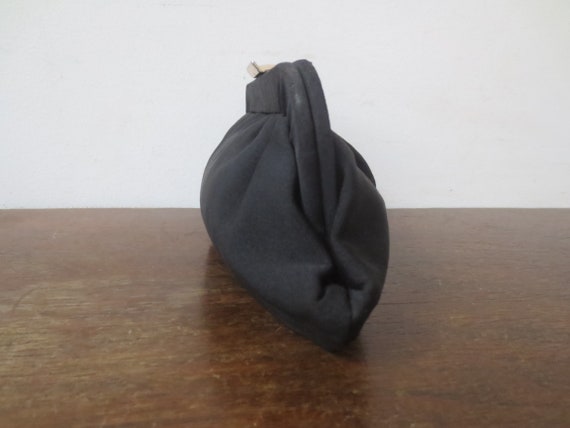 Vintage 1950s Clutch Gathered Black Rayon with Co… - image 7
