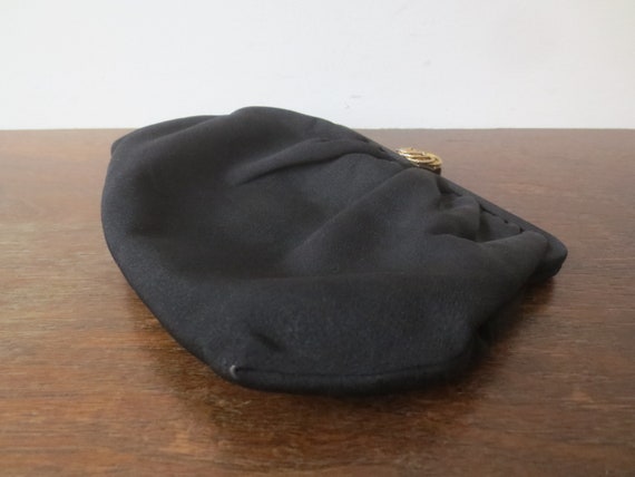 Vintage 1950s Clutch Jet Black Rayon with Convert… - image 6