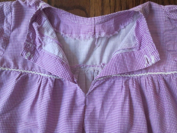 Vintage Girls Dress 1960s Lavender Gingham Cotton… - image 7