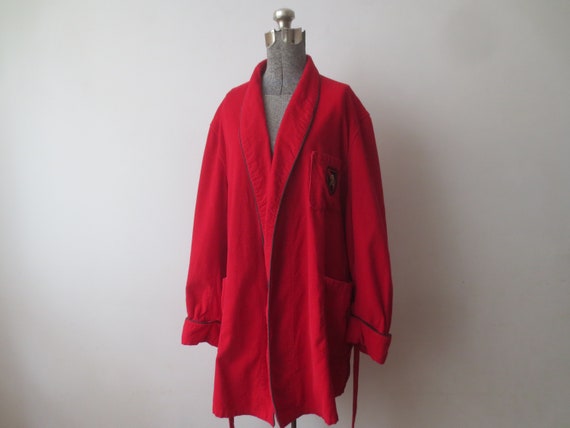 Vintage 1950s Sears Robe Red Corduroy with Snap-I… - image 1