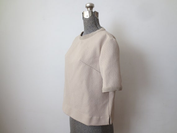 Vintage 1960s/70s Blouse in Textured Tan Double K… - image 3