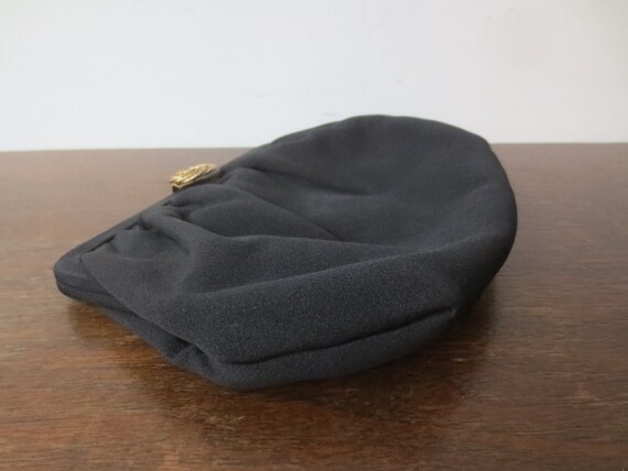 Vintage 1950s Clutch Jet Black Rayon with Convert… - image 7