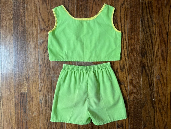 Vintage 1960s Girls Outfit Lime Green Cotton Shor… - image 6