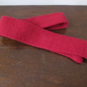 Vintage Knit Necktie 1970s Classic Collection Tie in Red Cotton Square End 2 Inches Thick image 4
