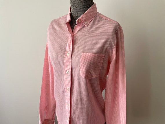 Vintage Gingham Blouse 1960s Sears JR Bazaar Pink… - image 2