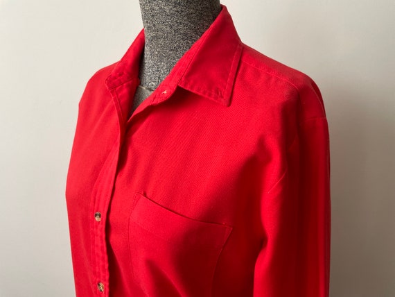 Vintage 1970s Blouse Here's A Hug Brand Simple Red Oxford With Button Down  Collar Cotton/poly 36 Inch Bust 