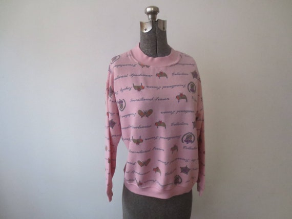 Vintage 1980s Sweatshirt Fabriano Boxy Fit Pink P… - image 1