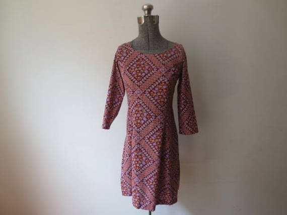 Vintage Boho Tunic 1970s Floral Geometric Cotton … - image 2