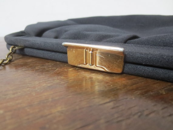 Vintage 1950s Clutch Gathered Black Rayon with Co… - image 4