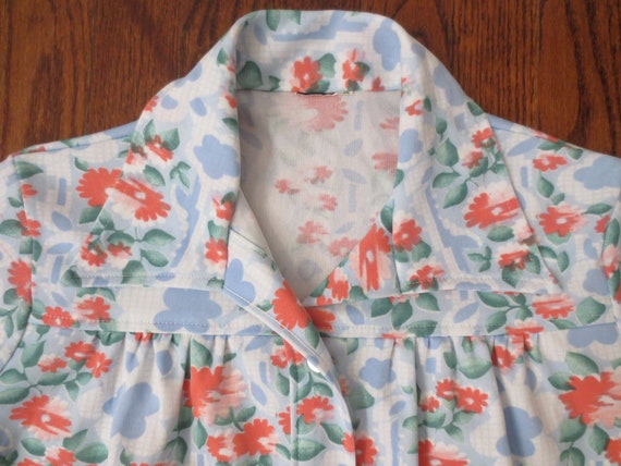 Vintage Chore Shirt 1970s Floral Poly Print House… - image 9