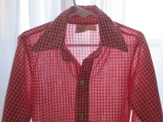 Vintage Kids Sears Perma-Prest Gingham Button Dow… - image 3