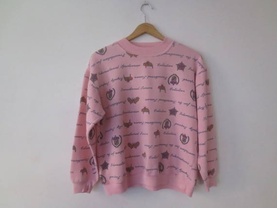 Vintage 1980s Sweatshirt Fabriano Boxy Fit Pink P… - image 4