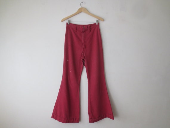 Vintage '70s Wrangler Burgundy Denim Bell Bottoms,