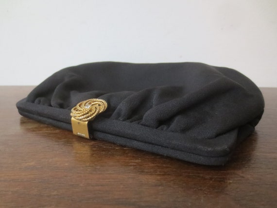 Vintage 1950s Clutch Jet Black Rayon with Convert… - image 8