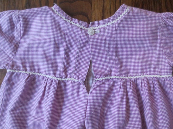 Vintage Girls Dress 1960s Lavender Gingham Cotton… - image 6